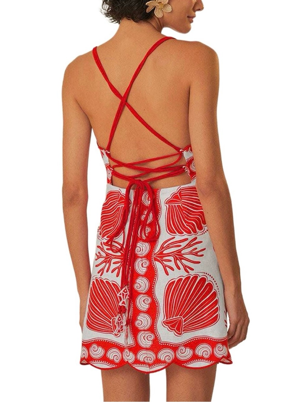 FARM Rio Ainika Shell Print Linen Mini Dress, Size XXS, NWOT 🇧🇷 - Picture 5 of 16